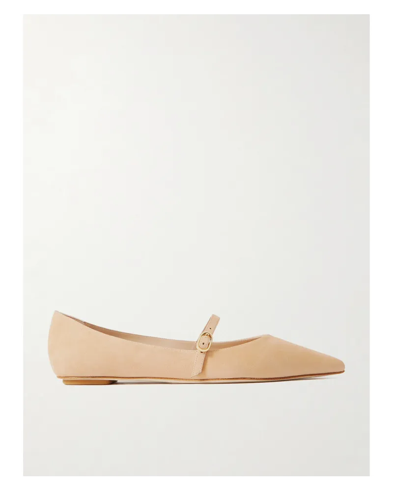 Stuart Weitzman Emilia Mary-jane-ballerinas aus Veloursleder Neutral