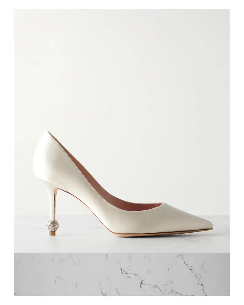 Roger Vivier Marlene 85 Pumps Aus Satin Mit Kristallen - Elfenbein Elfenbein