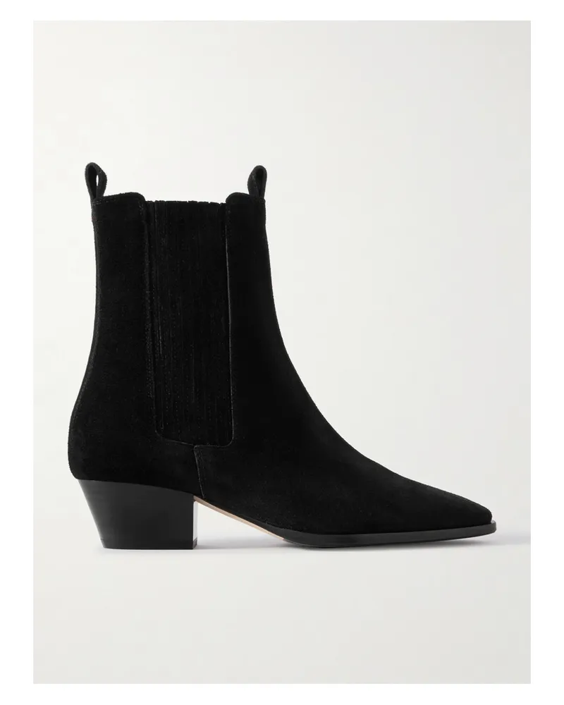 aeyde Agata Ankle Boots Aus Veloursleder - Schwarz Schwarz