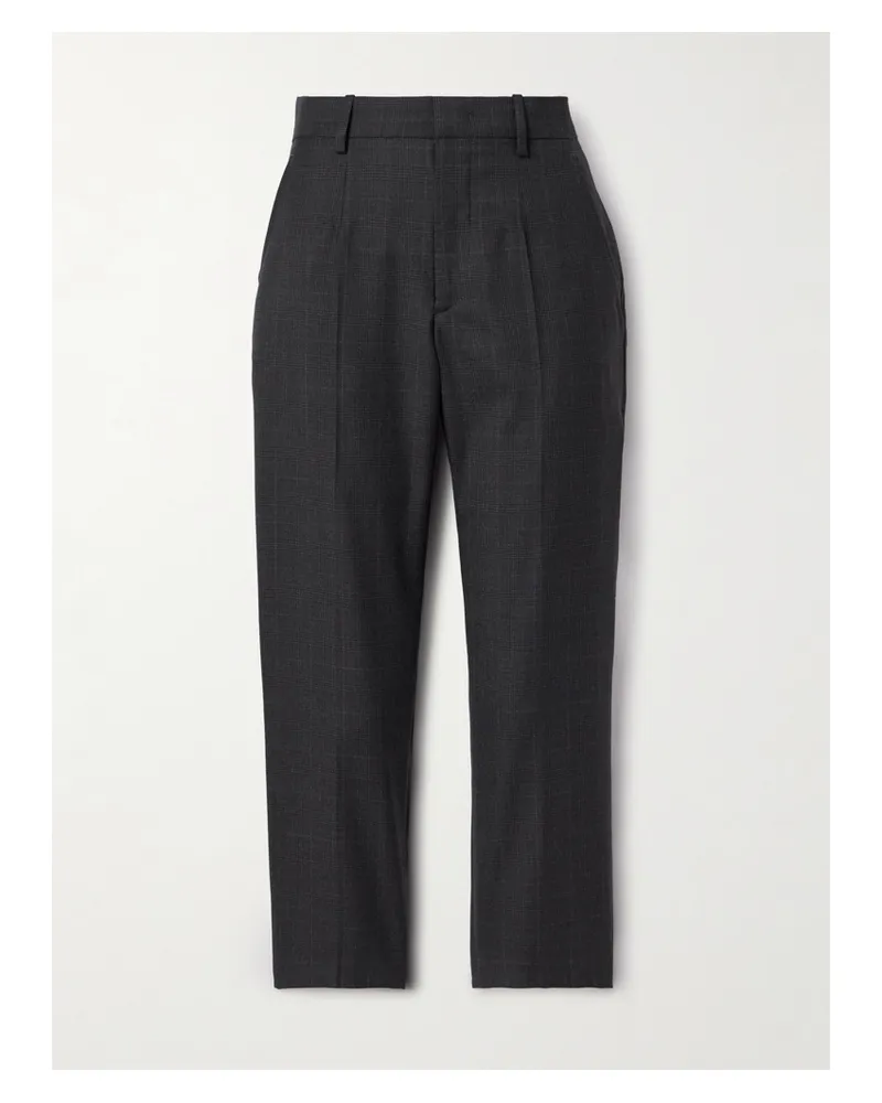 Isabel Marant Ritana Verkürzte Hose Mit Schmal Zulaufendem Bein Aus Wolle Mit Glencheck-muster - Grau Grau