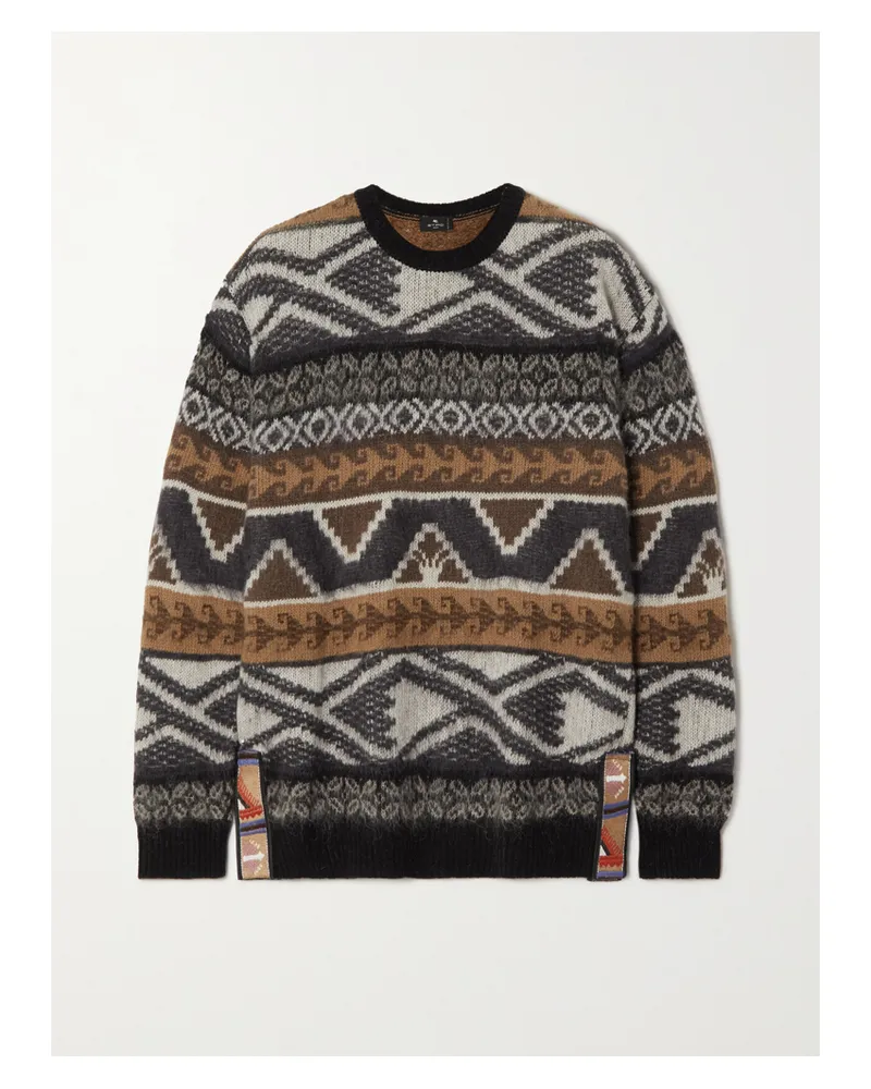 Etro Oversized-strickpullover Mit Intarsienmuster - Grau Grau