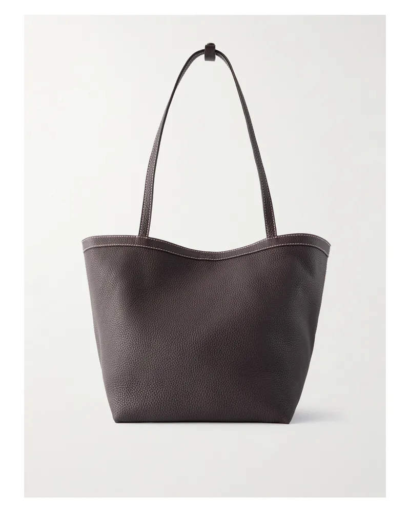 The Row Park Small Textured-leather Tote - Brown Brown