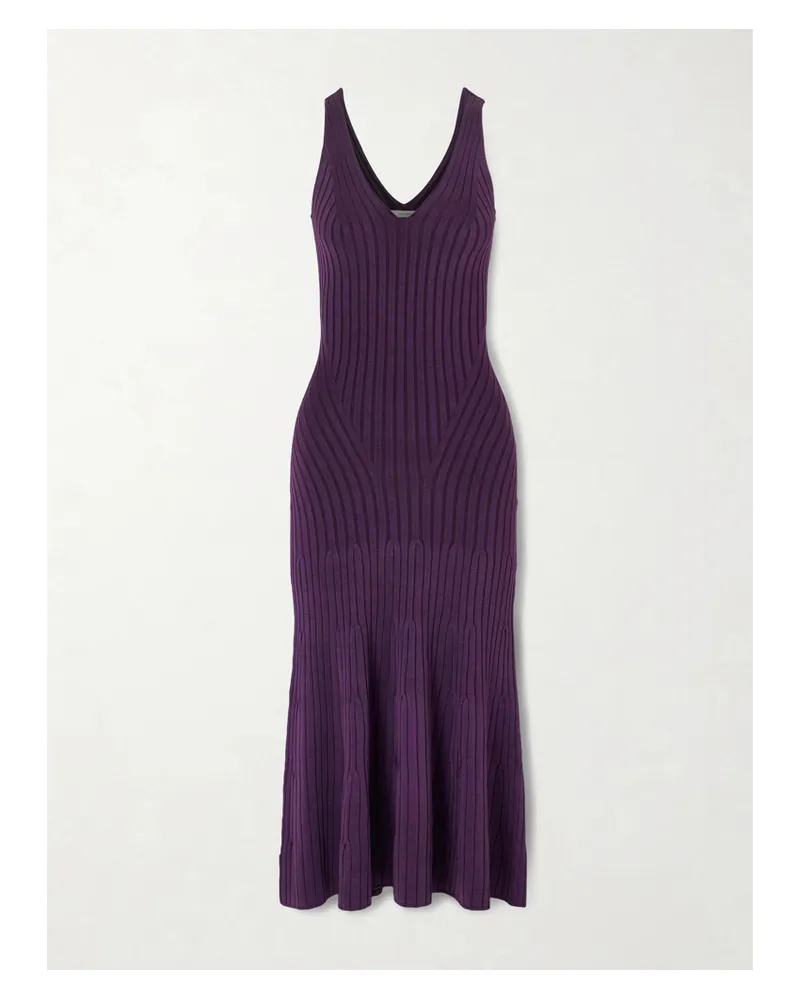 Adam Lippes Twyla Ribbed-knit Midi Dress - Burgundy Burgundy