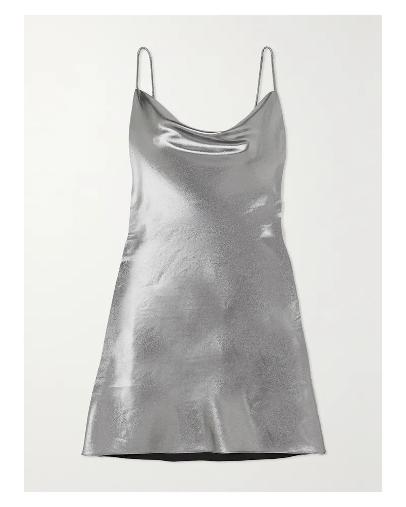 ROTATE Birger Christensen Sidney Minikleid Aus Stretch-satin In Metallic-optik - Silber Silber