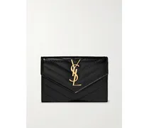Monogramme Envelope Portemonnaie Aus Gestepptem Strukturiertem Leder - Schwarz