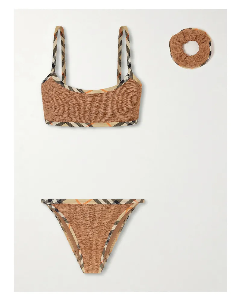 Burberry Hunza G Tyler Checked Original Crinkle™ Bikini - Brown Brown