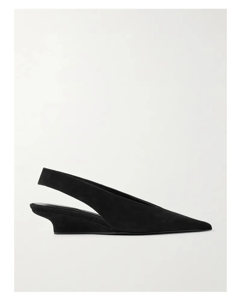 Totême Patent-leather Wedge Slingback Pumps - Black Black