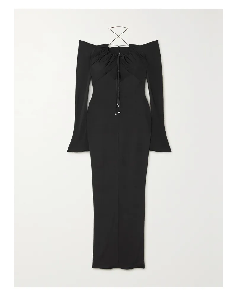 16ARLINGTON Salm Schulterfreies Maxikleid Aus Stretch-jersey Mit Cut-out - Schwarz Schwarz