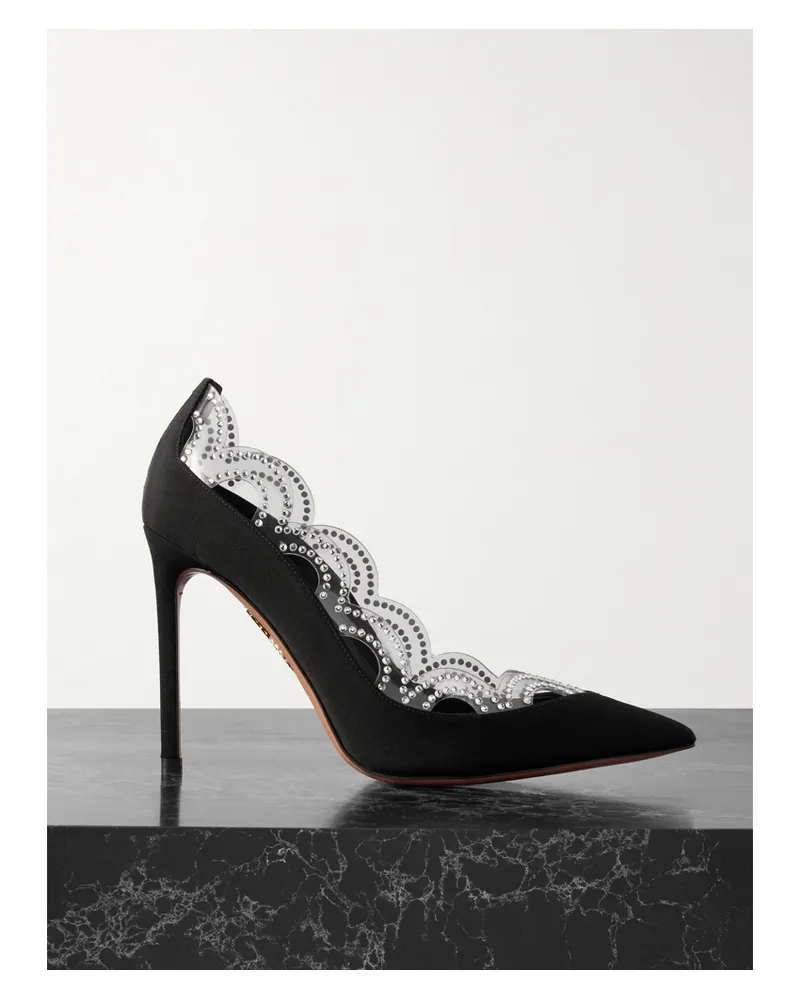 Aquazzura Je T'aime 105 Pumps Aus Ripsband Mit Pvc-besätzen Und Kristallen - Schwarz Schwarz