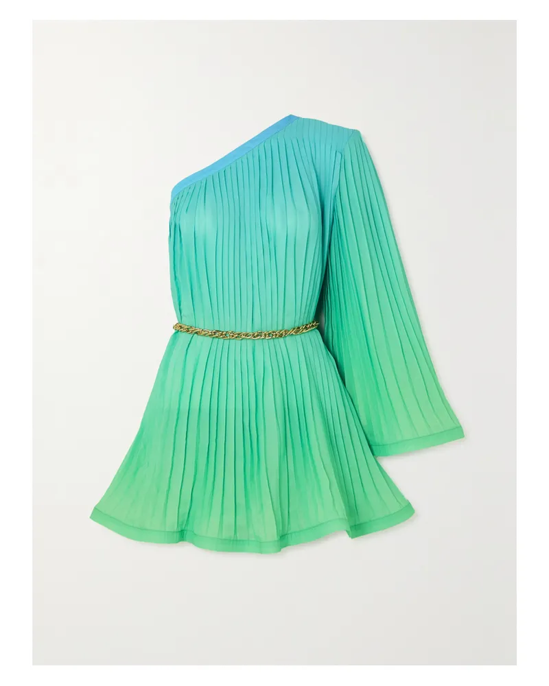 Rowen Rose Minikleid Aus Recyceltem Georgette Mit Plissee Und Farbverlauf - Blau Blau