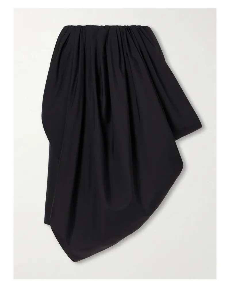 Chloé Asymmetric Draped Cotton-poplin Skirt - Black Black