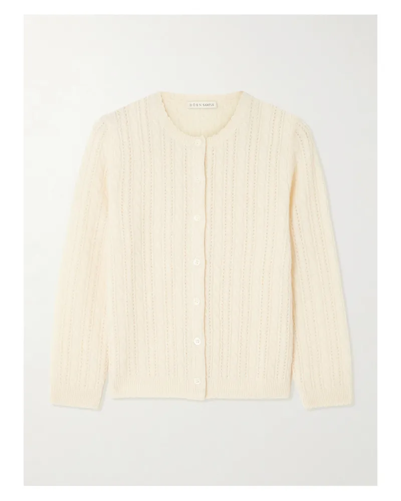 DÔEN Danae Cropped Cable-knit Cashmere Cardigan - Neutrals Neutrals