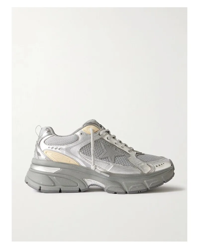 Golden Goose Lightstar Sneakers Aus Mesh Mit Besätzen Aus Metallic-leder Und Gummi - Silber Silber
