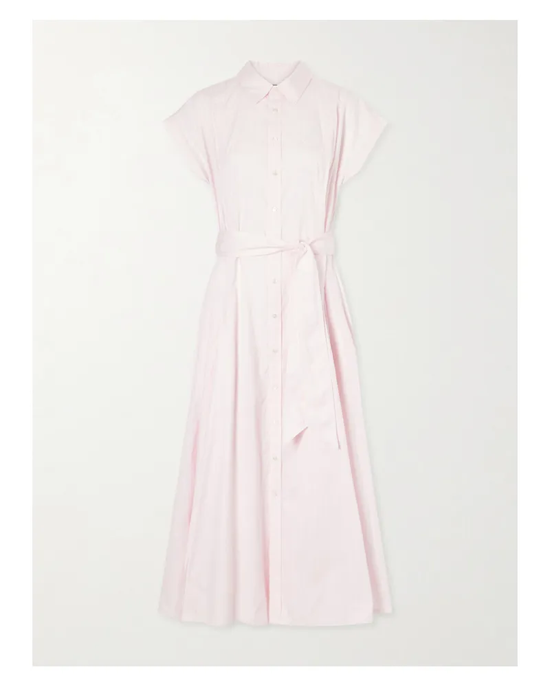 Ralph Lauren The Championship Wimbledon Belted Striped Cotton-poplin Midi Dress - Pink Pink