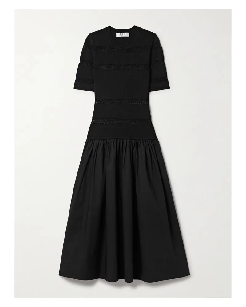 Sea Devon Midikleid Aus Stretch-strick Und Baumwolle - Schwarz Schwarz