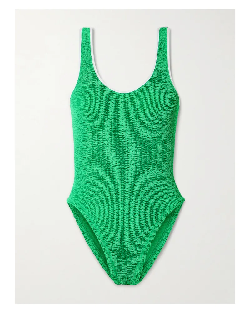 Hunza G Faye Zweifarbiger Badeanzug Aus Seersucker - Grün Grün
