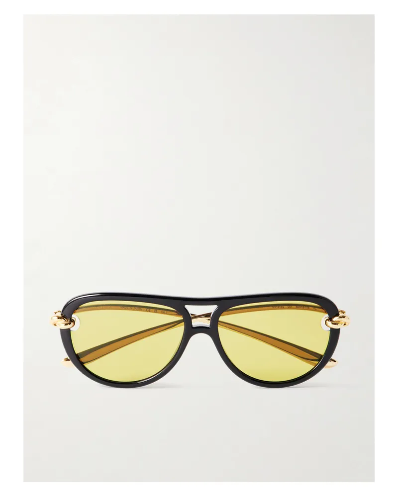 Bottega Veneta New Knot Pilotensonnenbrille Aus Azetat Mit Goldfarbenen Details Gold
