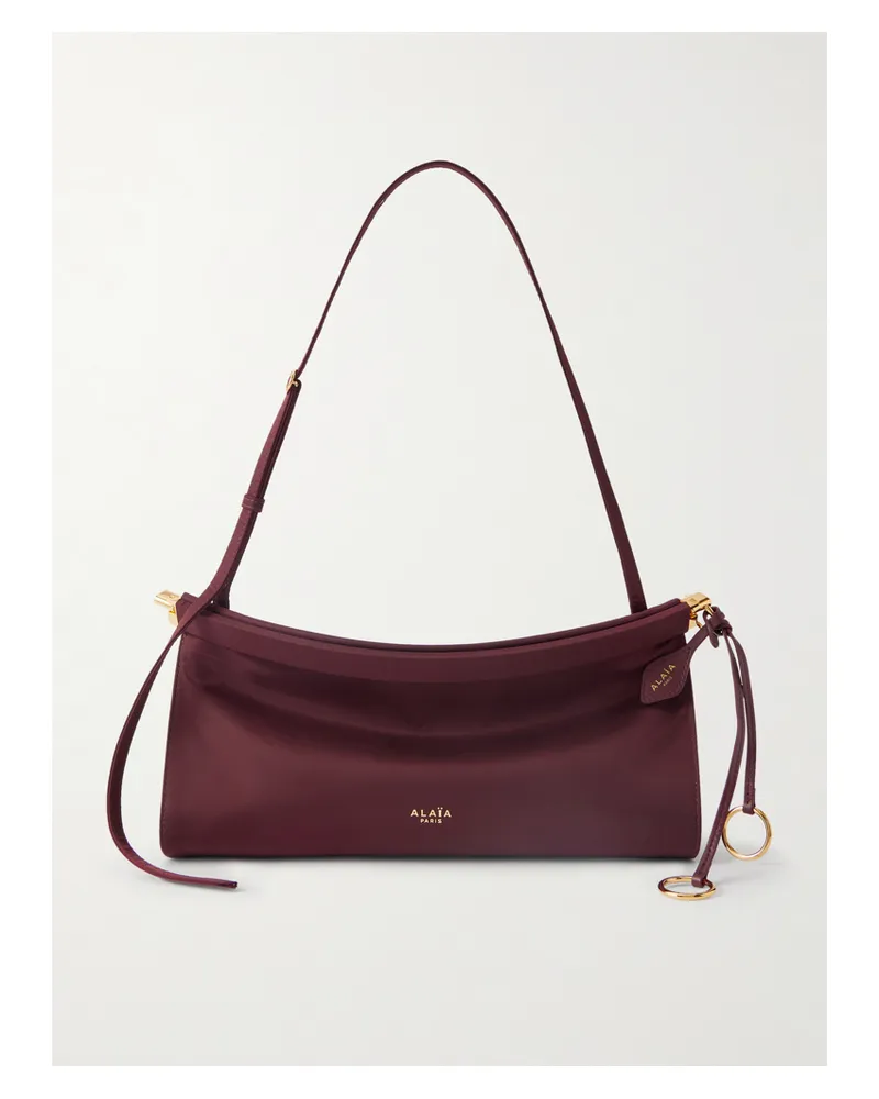 Alaïa Le Click E/w Mittelgroße Schultertasche Aus Glänzendem Twill - Burgunder Burgunder