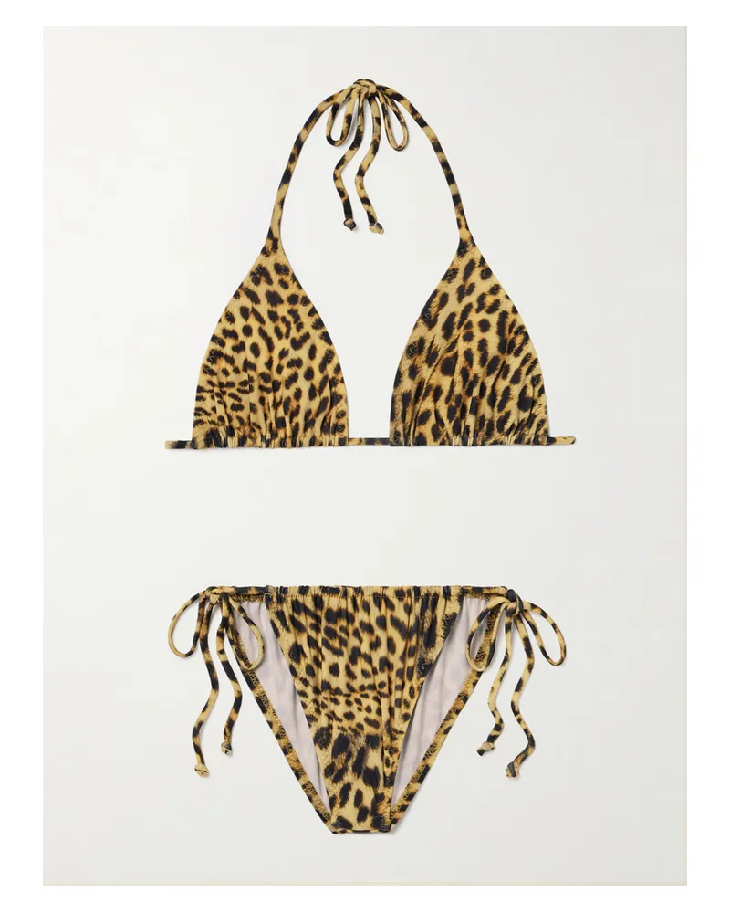 Norma Kamali Neckholder-triangel-bikini Mit Leopardenprint - Animal-Print Animal-print