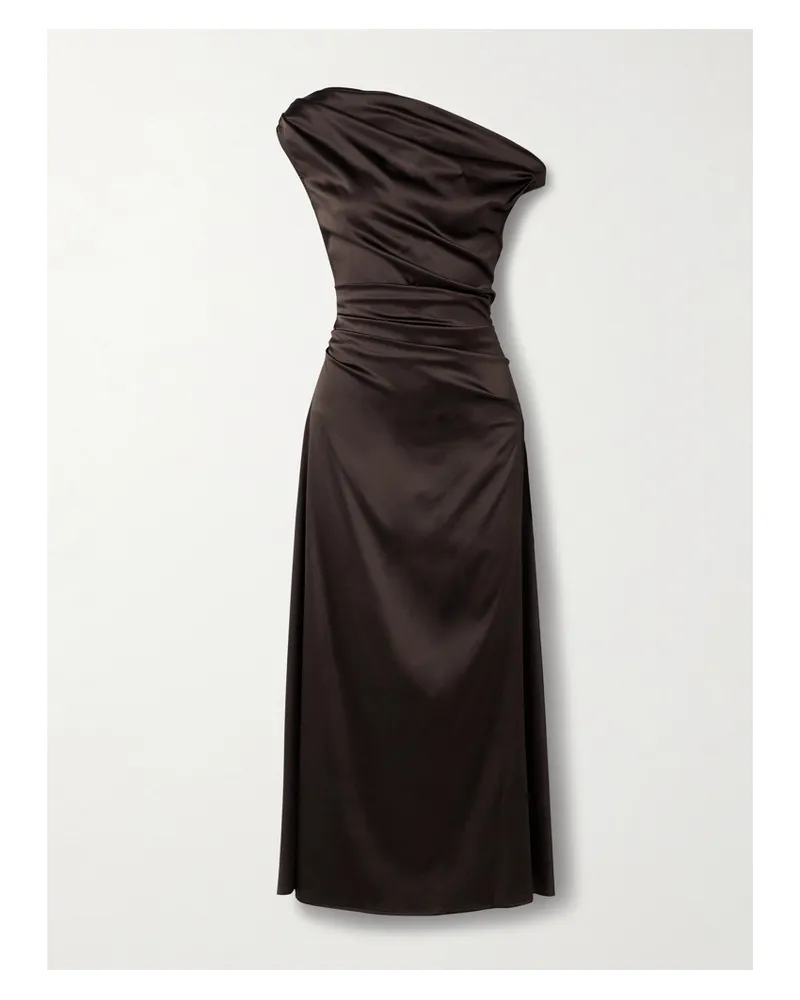 STAUD Phare Midikleid Aus Einer Seidenmischung Mit Falten - Braun Braun