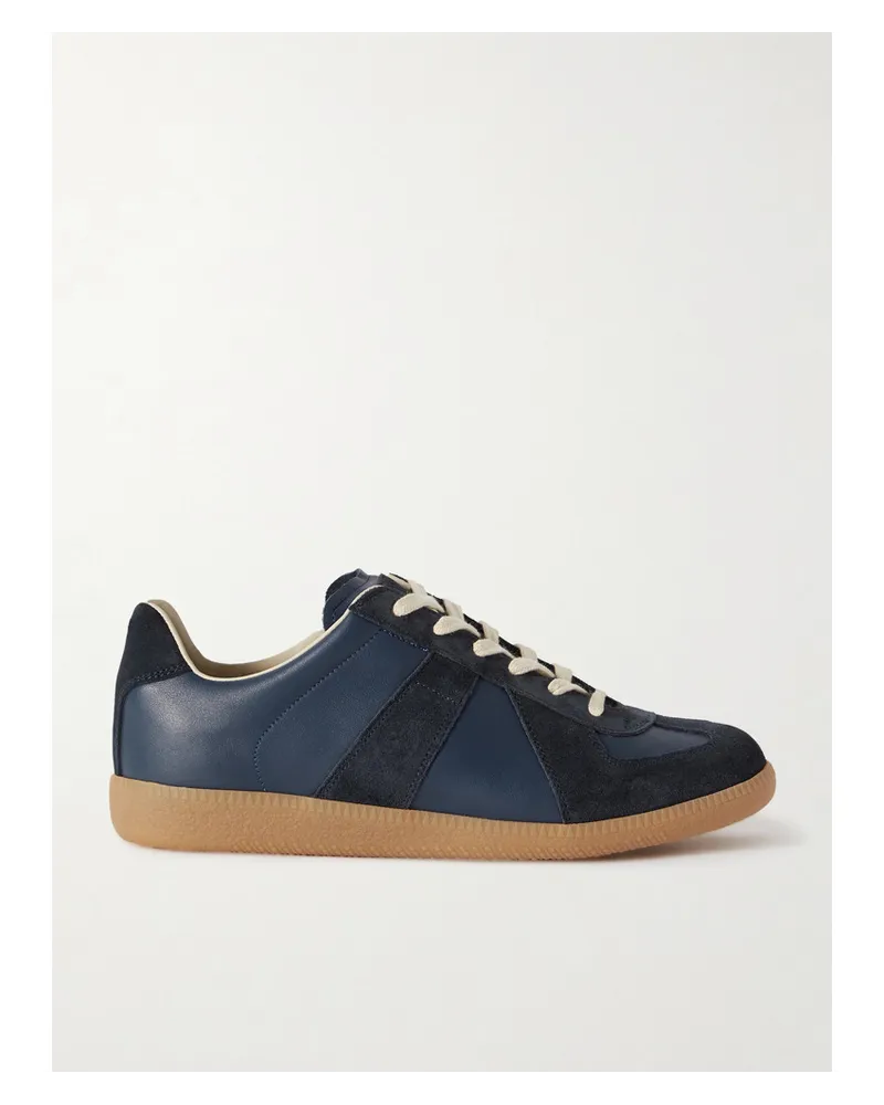 Maison Margiela Replica Sneakers aus Leder Und Veloursleder Blau