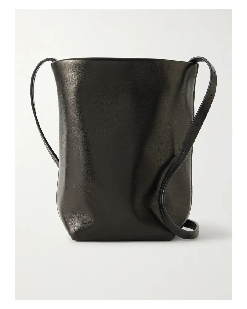 The Row N/s Park Textured-leather Shoulder Bag - Black Black