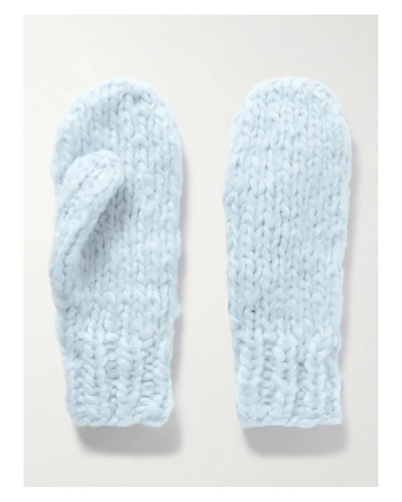 Suzie Kondi Mire Ribbed Cashmere Mittens - Blue Blue