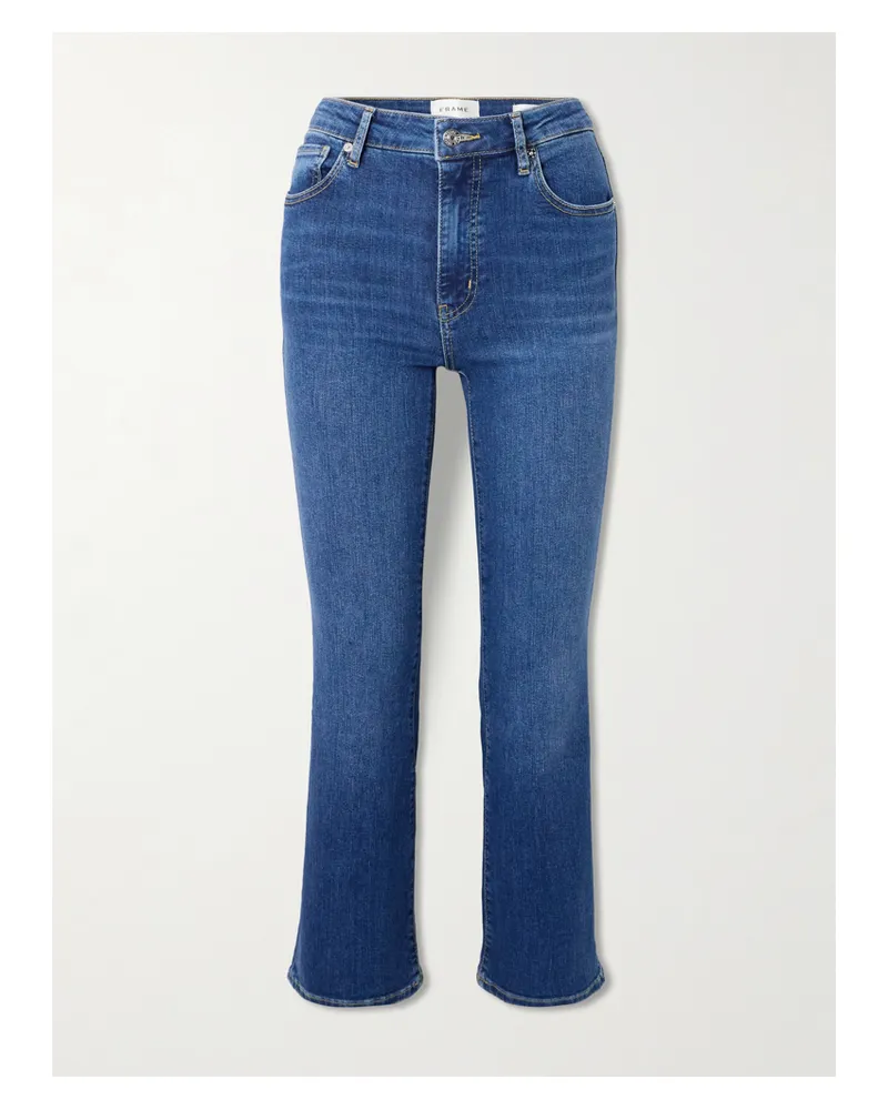 Frame Denim Reboot Crop Stretch High-rise Bootcut Jeans - Blue Blue