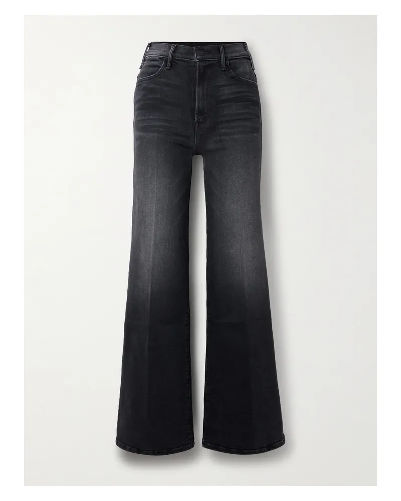 Mother The Hustler Roller High-rise Wide-leg Jeans - Black Black