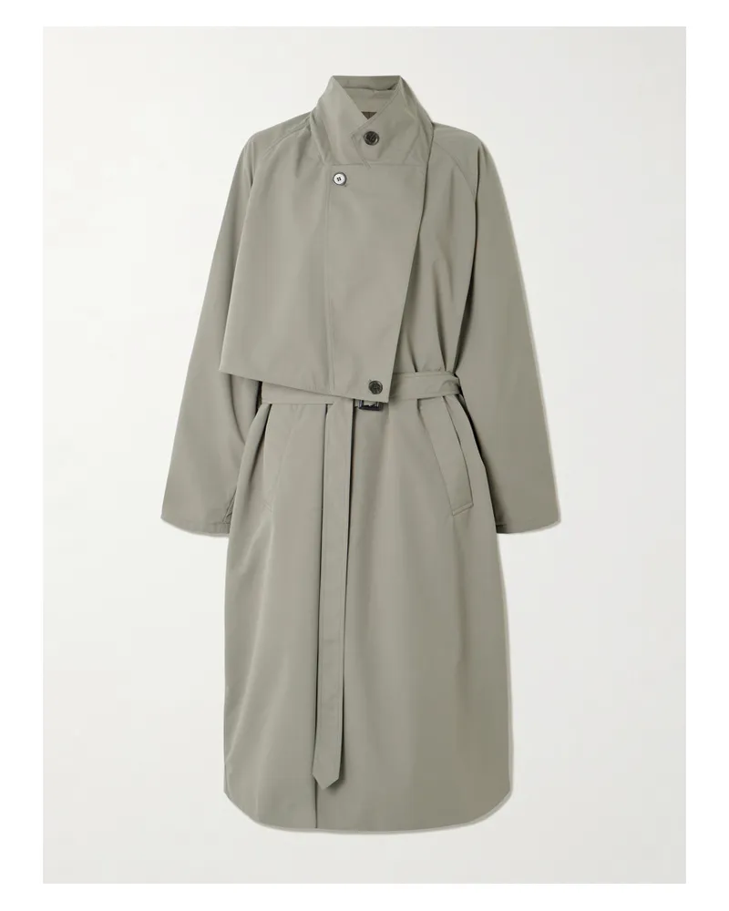 tibi Frank Belted Layered Shell Trench Coat - Gray Gray