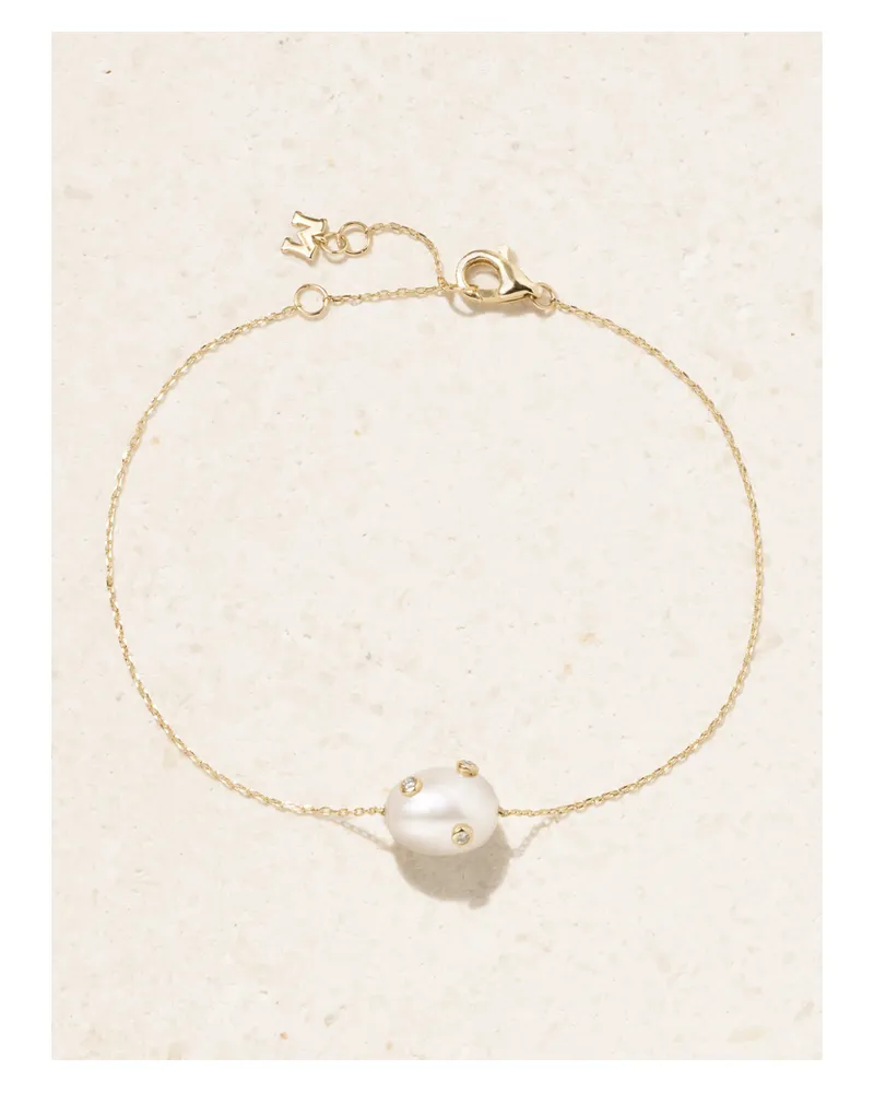 MATEO 14-karat Gold, Pearl And Diamond Bracelet - Off-white Off-white