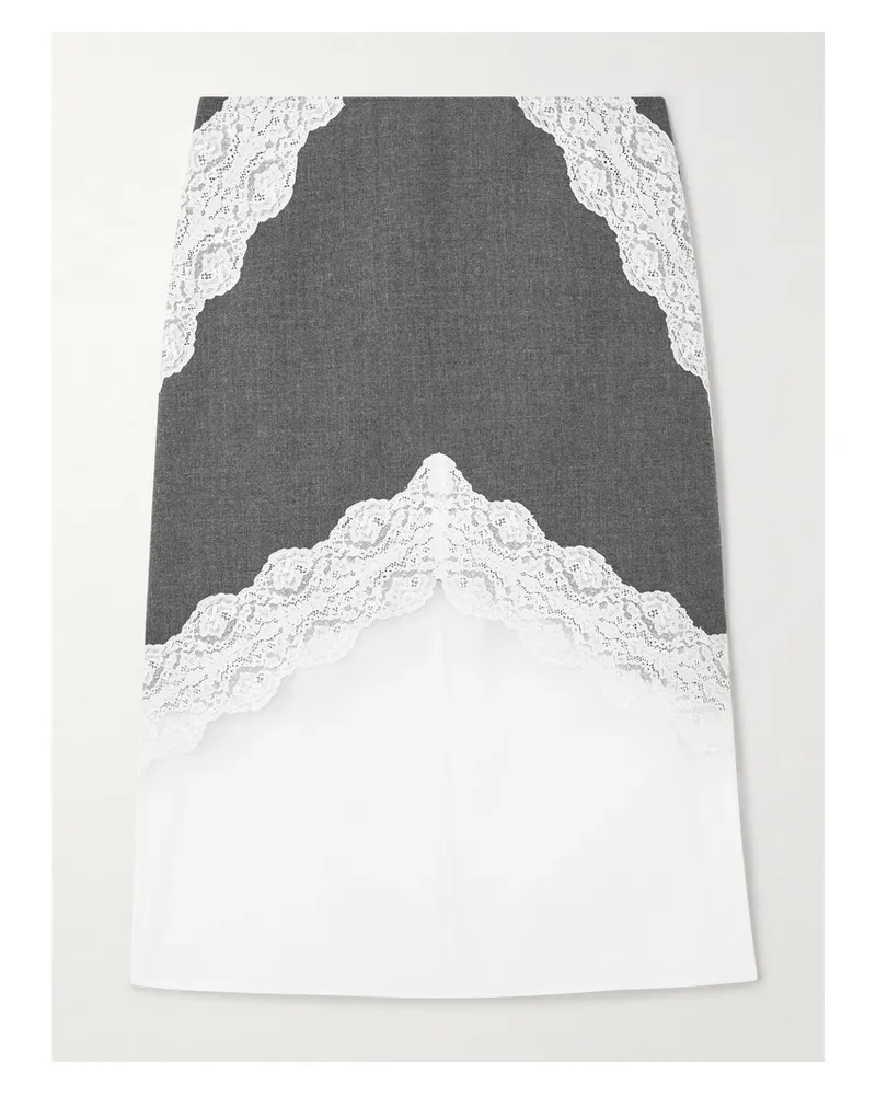 Jil Sander Midirock Aus Grain De Poudre Aus Wolle, Spitze Und Organza - Grau Grau