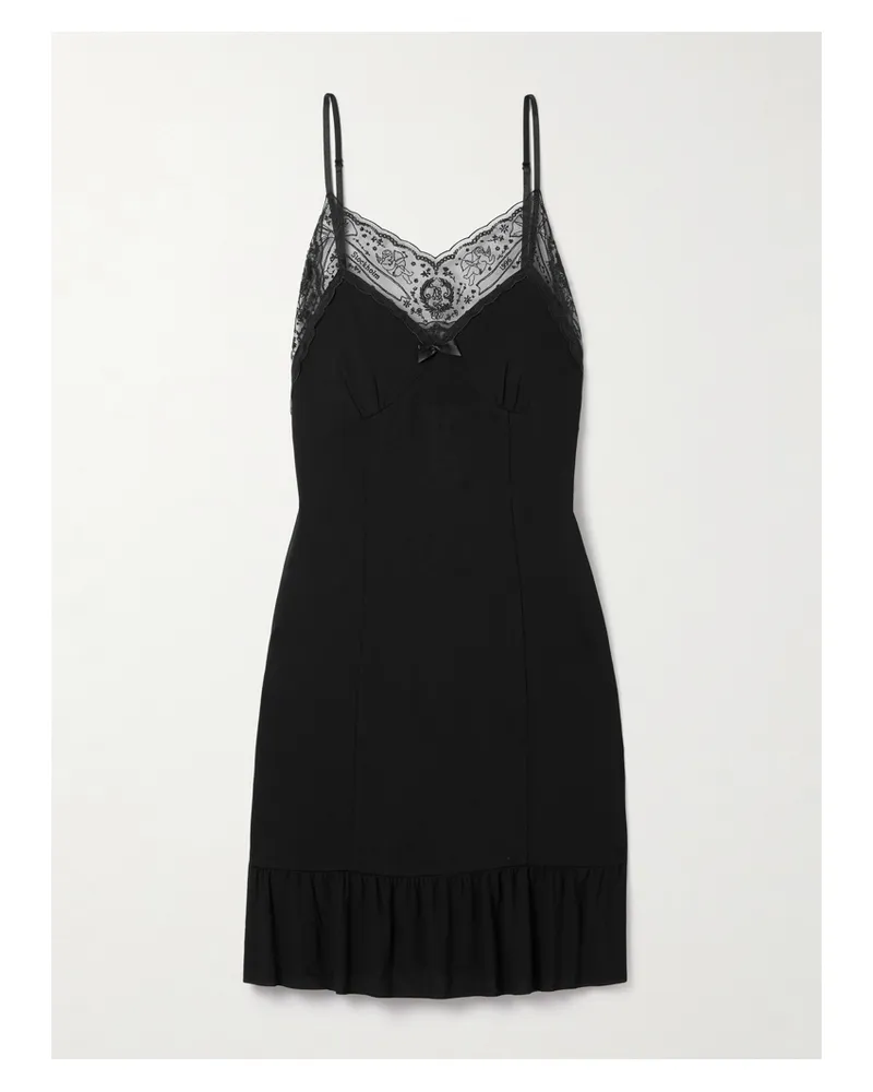 Acne Studios Minikleid Aus Crêpe Mit Tüllbesatz - Schwarz Schwarz