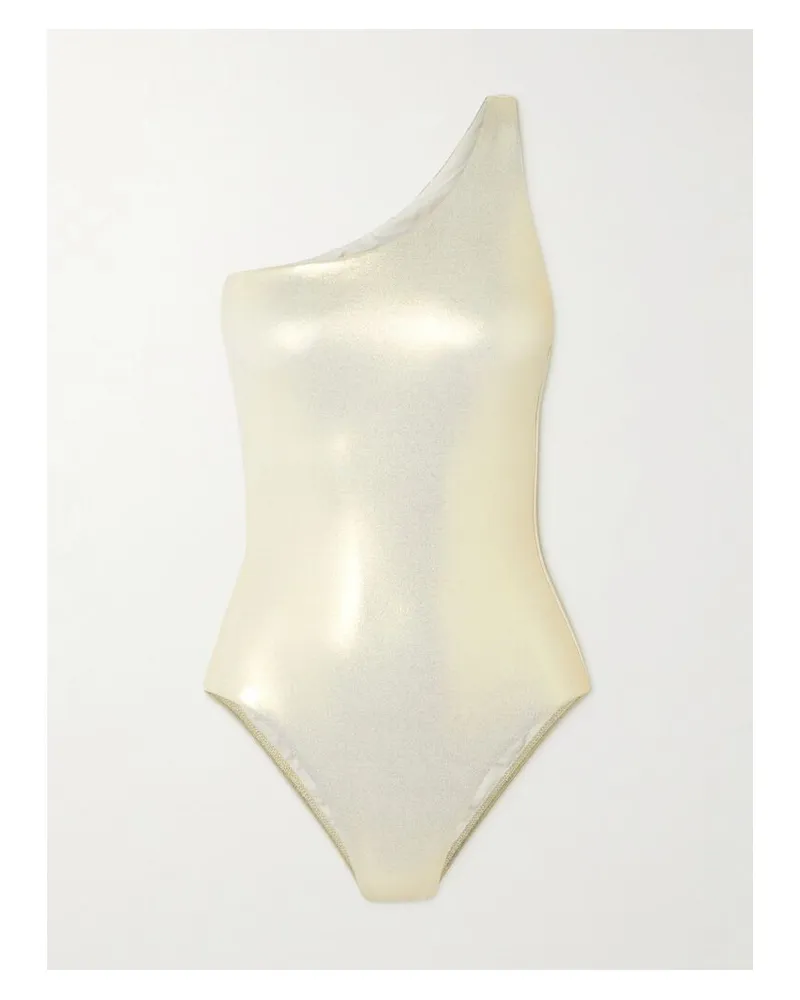 Melissa Odabash Madrid Asymmetrischer Badeanzug In Metallic-optik Mit Cut-out Metallic