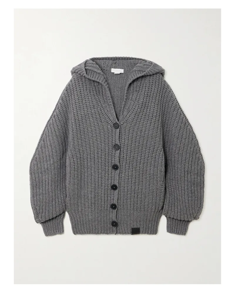 Stella McCartney Cardigan Aus Einer Gerippten, Recycelten Kaschmir-wollmischung Mit Kapuze - Grau Grau