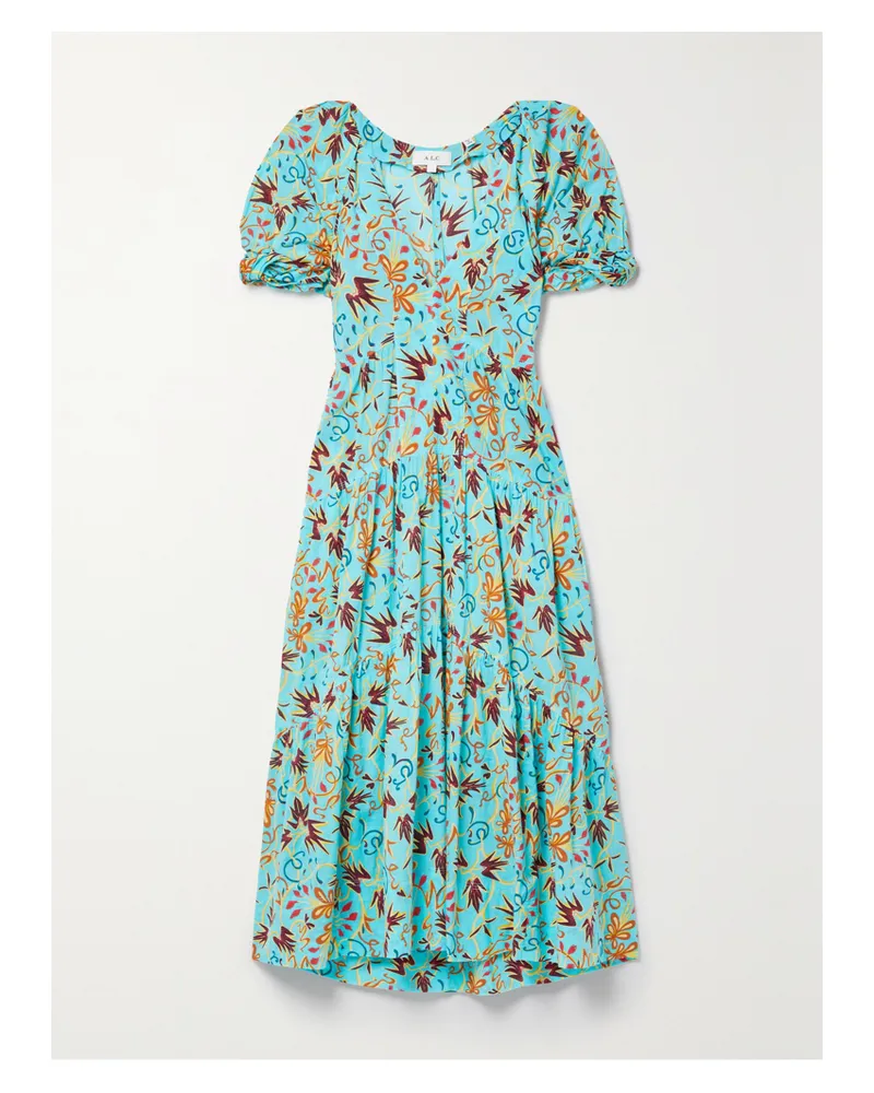 A.L.C. Carmela Midikleid Aus Bedrucktem Baumwoll-voile - Blau Blau