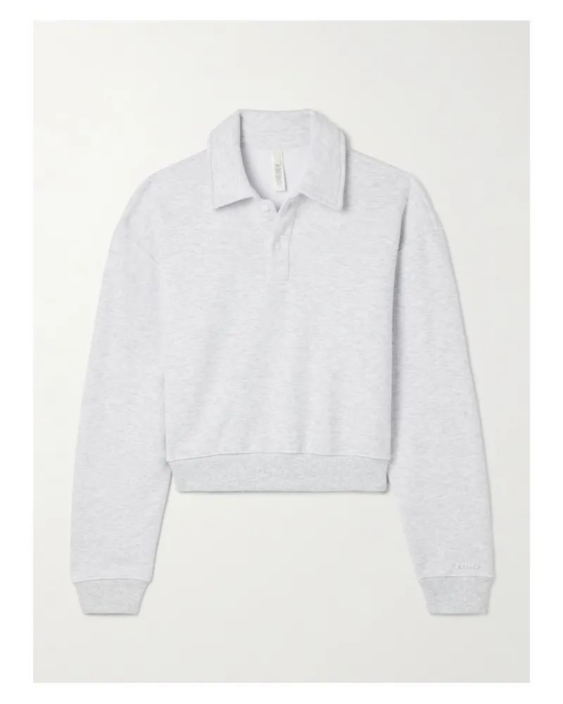 SKIMS Cotton Long Sleeve Henley – Light Heather Grey – Henley-oberteil Aus Jersey Aus Einer Baumwollmischung - Grau Grau