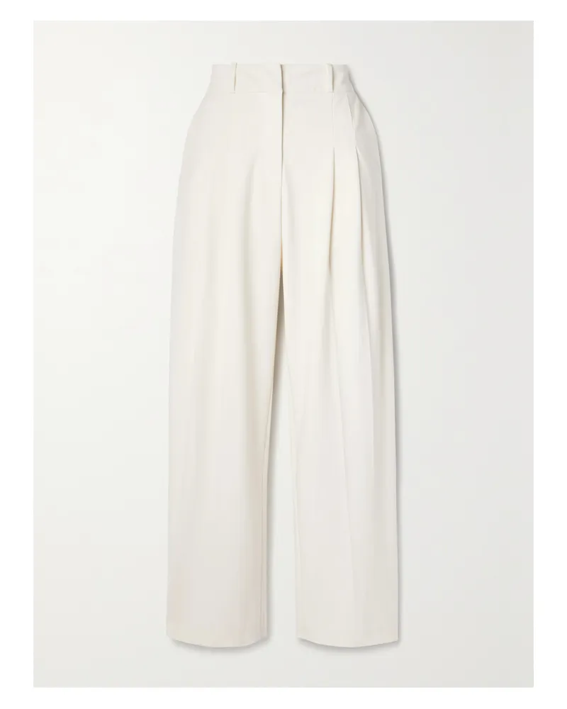 Veronica Beard Lagarde Hose Mit Weitem Bein Aus Crêpe Mit Falten - Wollweiß Wollweiß