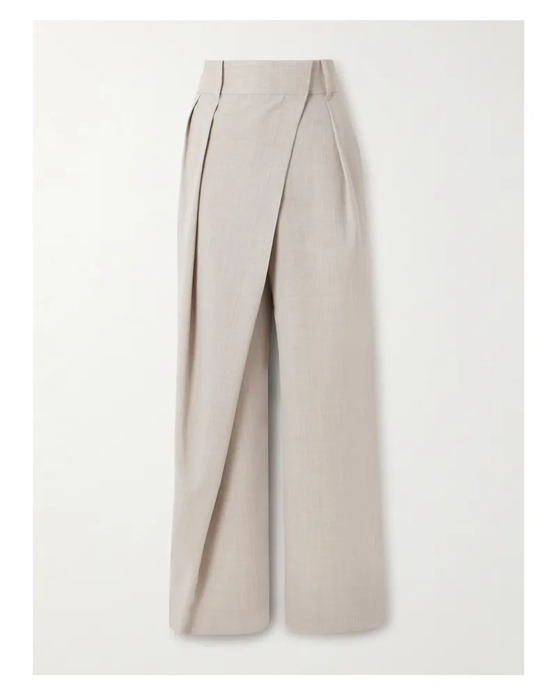 Loewe Asymmetrische Bundfaltenhose Mit Weitem Bein Aus Wolle - Neutral Neutral