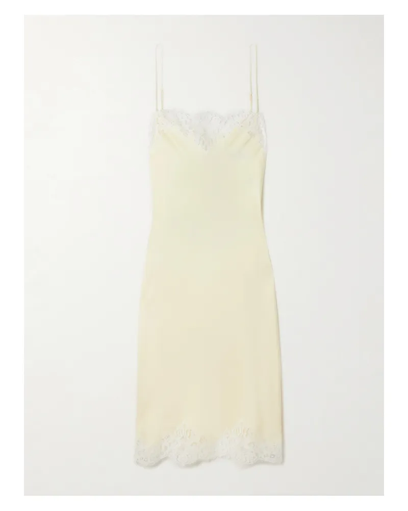 Stella McCartney Iconic Lace-trimmed Satin Midi Dress - Yellow Yellow