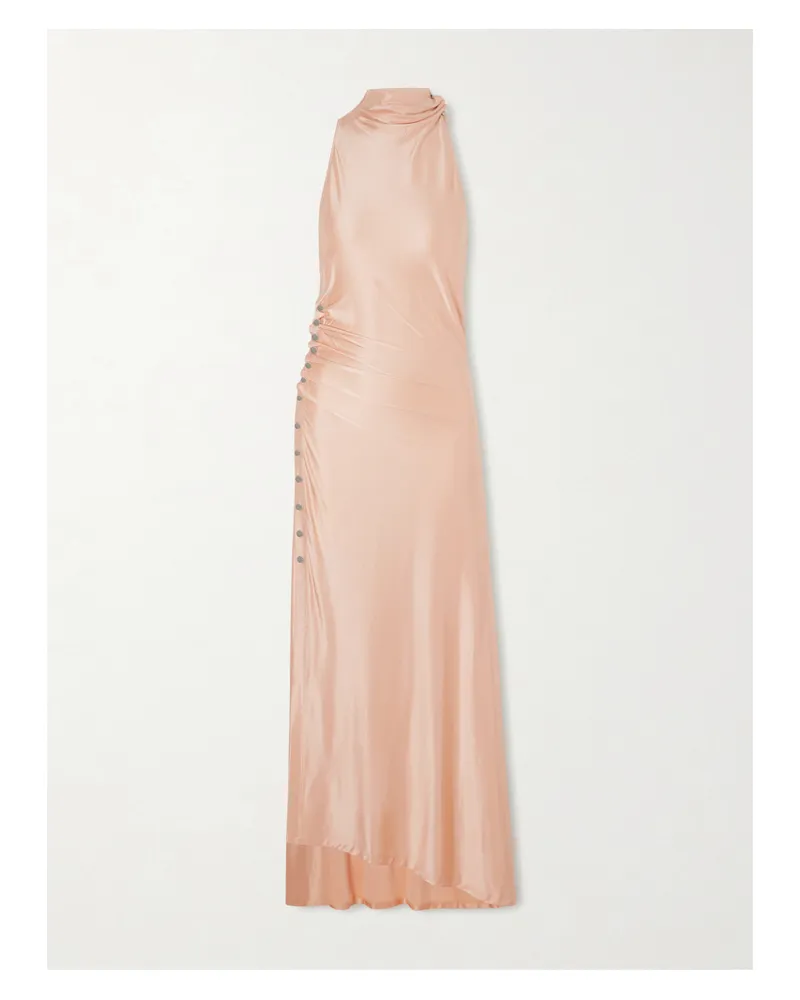 Paco Rabanne Midikleid Aus Satin Mit Raffungen Und Verzierungen - Orange Orange