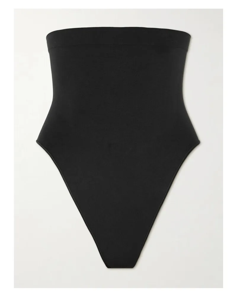 SKIMS Seamless Sculpt High-waisted Thong – Onyx – Hoch Sitzender String - Schwarz Schwarz