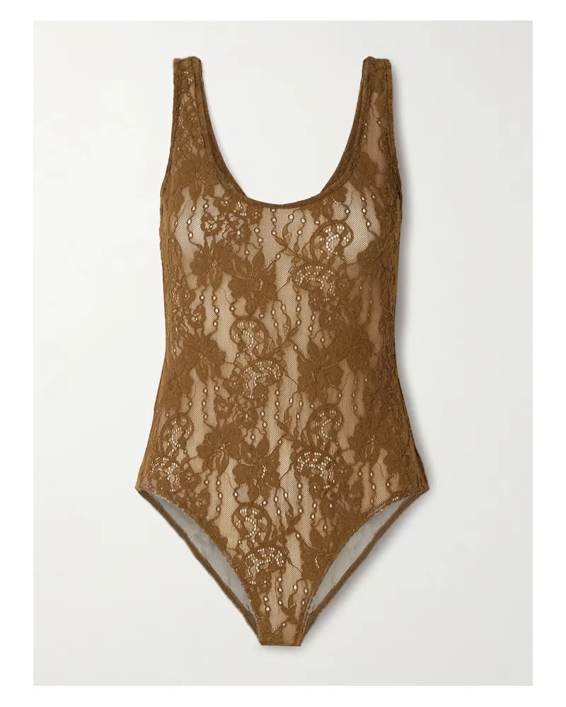 Zimmermann Stretch-corded Lace Bodysuit - Brown Brown