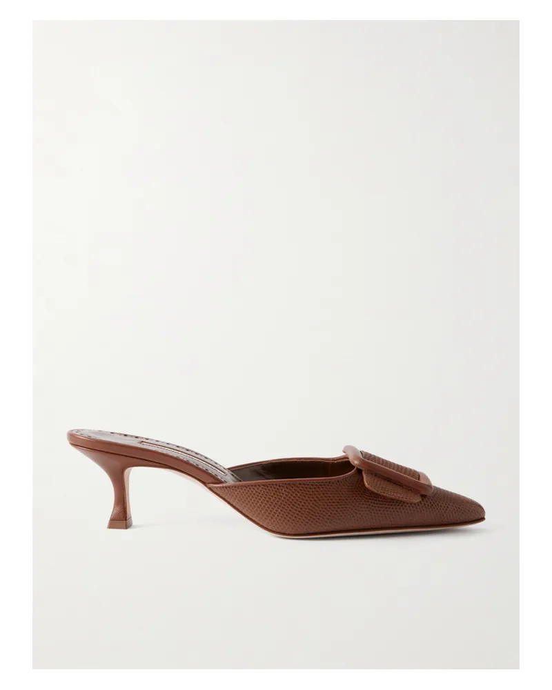 Manolo Blahnik Maysalebi 50 Lizard-effect Leather Mules - Brown Brown