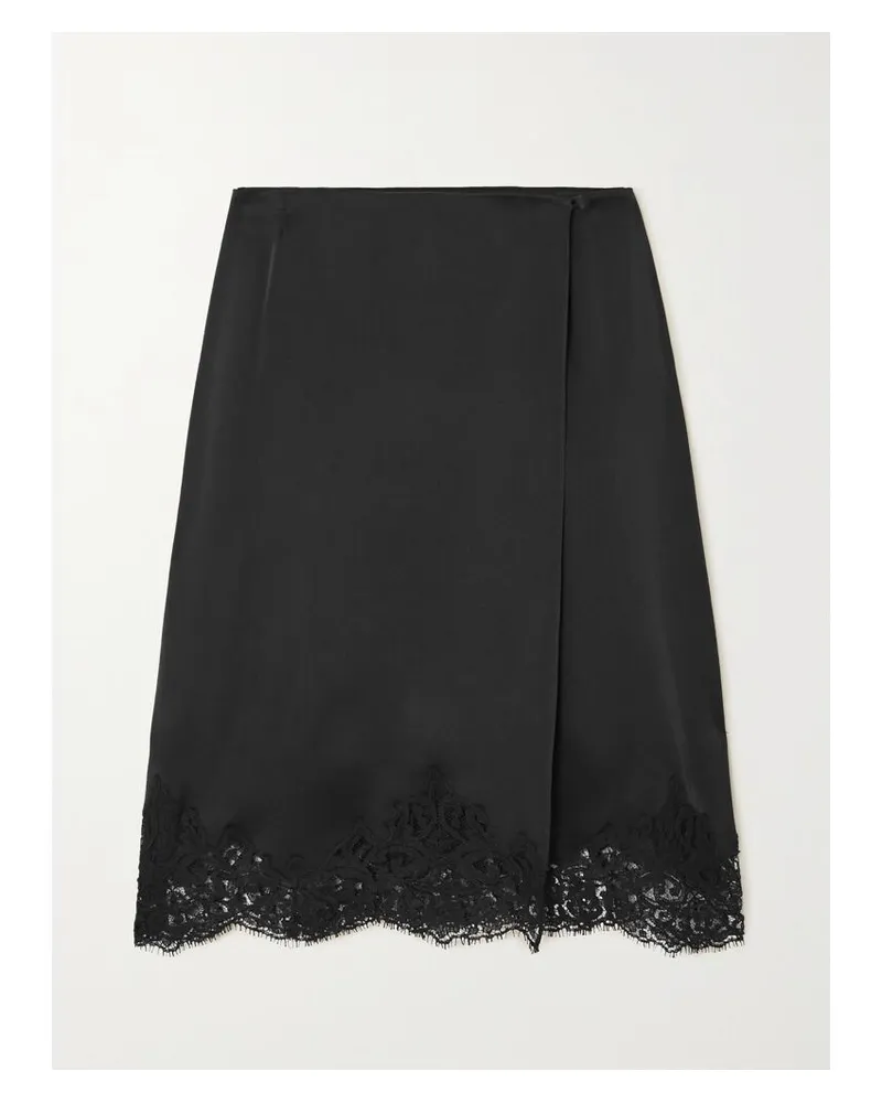 Stella McCartney Net Sustain Rock Aus Satin Mit Spitzenbesatz - Schwarz Schwarz