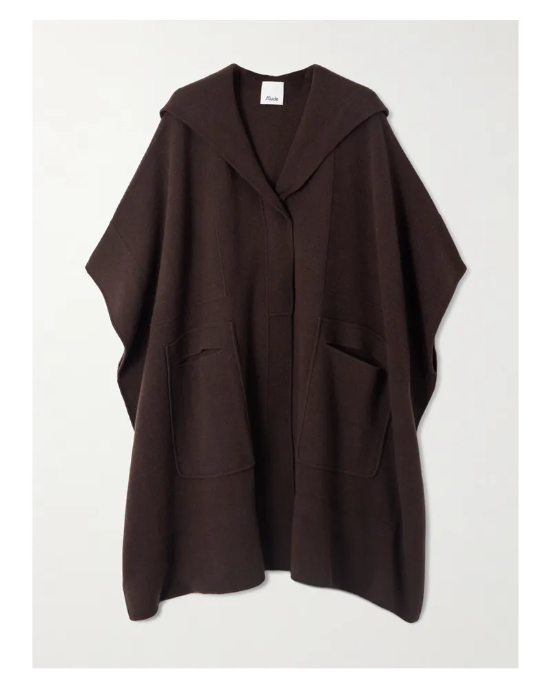 ALLUDE Hooded Wool And Cashmere-blend Cape - Brown Brown