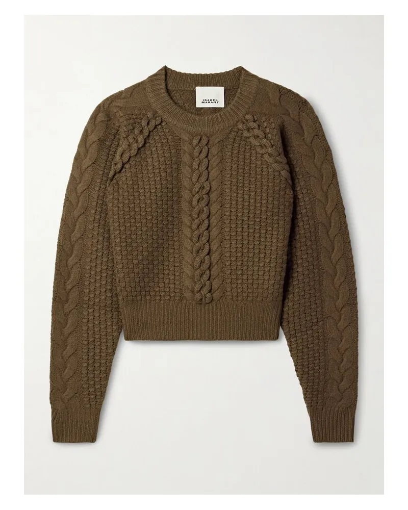 Isabel Marant Obrero Verkürzter Pullover Aus Merinowolle In Zopfstrick - Braun Braun