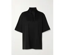 Scarf-detailed Oversized Organic Cotton-jersey T-shirt - Black
