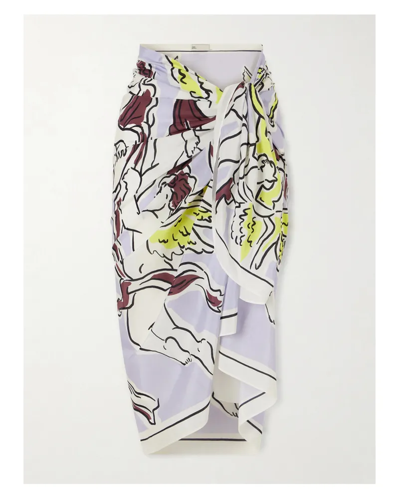 Tory Burch Printed Cotton And Silk-blend Twill Pareo - Purple Purple