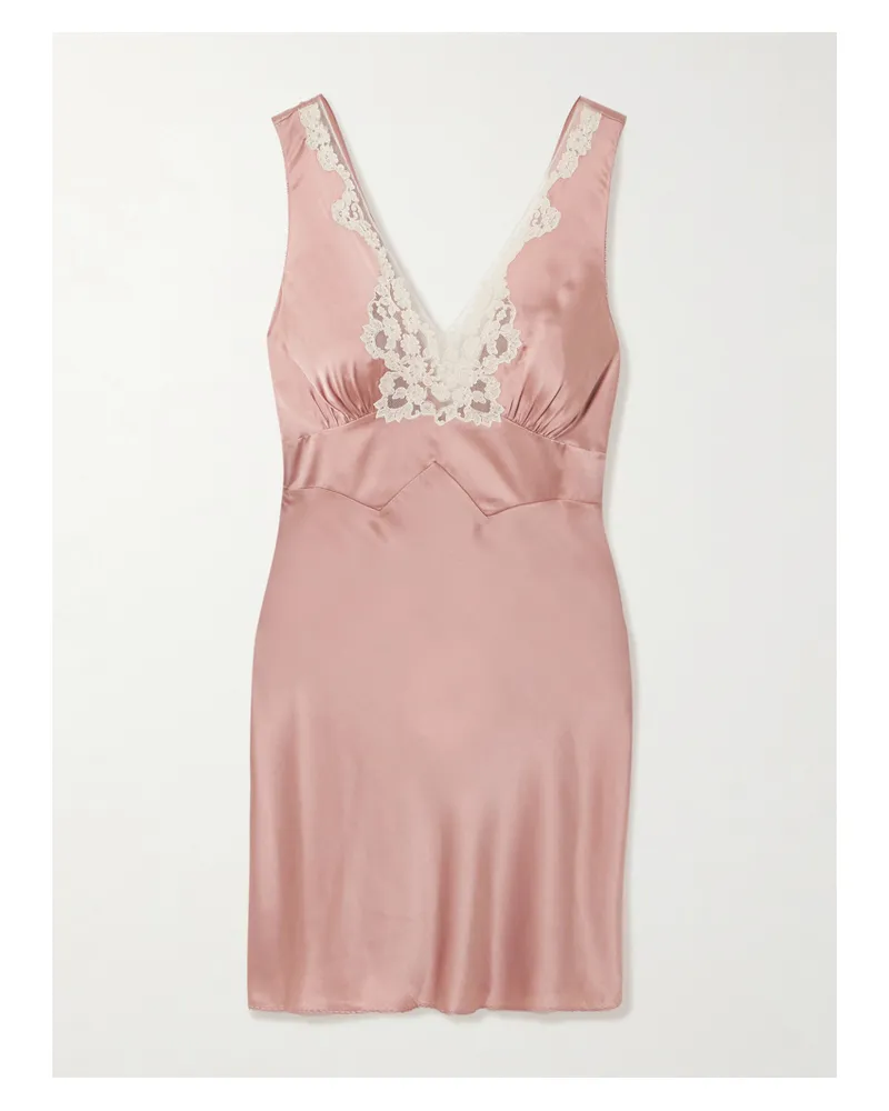 Chloé Minikleid Aus Seidensatin Mit Raffungen Und Spitzenbesatz Zum Binden - Pink Pink
